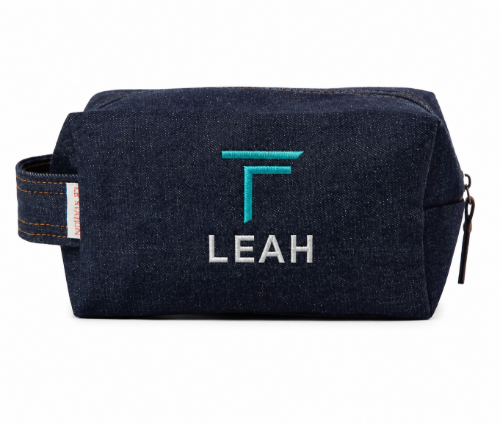 Personalized Embroidered Denim Travel Pouch